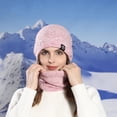 thumbnail image 4 of Winter Hats for Women Fleece Lined Beanie Knit Chunky Womens Snow Cap Fashion Women Keep Warm Winter Casual Knitted Hat Wool Hemming Hat Ski Hat Pink, 4 of 4