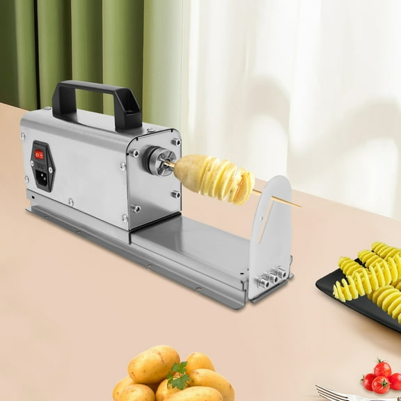 3 in 1 Electric Tornado Potato Slicer Spiral Potato Cutter Twisted Potato Slicer Spiral Twister Cutter Thicker Stainless Steel Vegetables Cutting Machine with Handle 110V