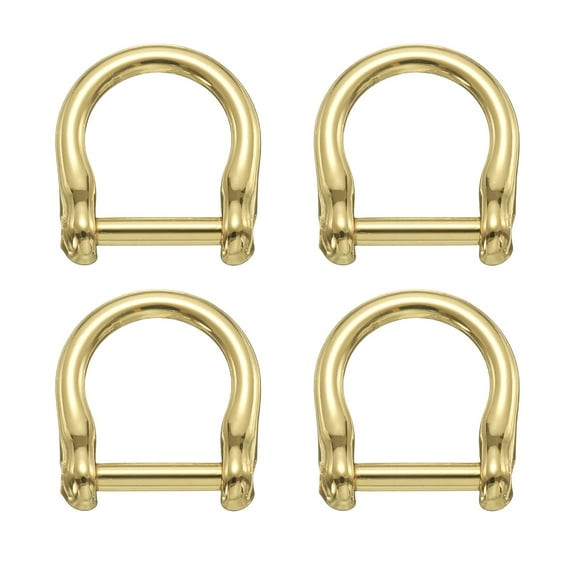 4Pack Screw in Shackle Horseshoe D-Ring, 12mm(1/2 Inch) Key Holder U-Shape Ring Buckle, Purse Strap Accessories for DIY Leather Craft Keychain, Light Gold
