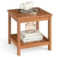 thumbnail image 1 of Gymax Table d'Appoint Adirondack à 2 Niveaux avec Plateau à Lattes et Tablette de Rangement pour Jardin, 1 of 10