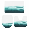 thumbnail image 2 of Abstract Bathroom Rugs Set Green Wave Minimalist Non Slip Absorbent Soft Bath Mats 3 Piece Set with Bathroom Rug, U-Shaped Floor Mat, Toilet Seat Cover Small Size, 2 of 9