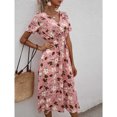 thumbnail image 6 of Fesfesfes Spring Dresses for Women Casual Short Sleeve V-Neck Floral Print Boho Dresses Vacation Beach Sun Dress, 6 of 8