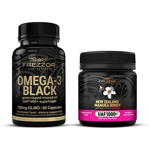 FREZZOR Omega3 Black + Manuka Honey UAF1000+, AntiInflammatory, Antioxidant Supplement