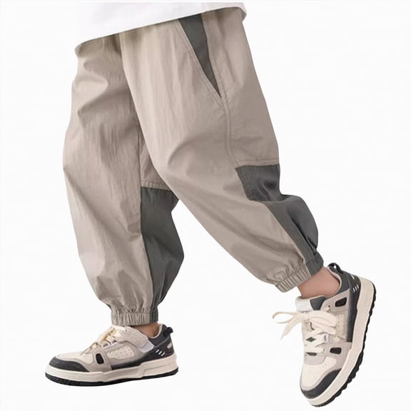 JUMEYU Kids Pants Boys Baby Boys Girls Cotton Linen Trousers Kids Casual Ankle Pants Loose Long Bloomers 3T 4T (Khaki,3-4 Years)
