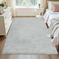 thumbnail image 2 of Goolela Fuzzy Rug Gray Faux Fur Rabbit Rug 5x8 Rug for Living Room Fluffy Washable Rug for Bedroom Nursery Room Furry Rug Rectangle, 2 of 9