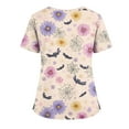 thumbnail image 3 of MLQIDK Halloween Scrub Tops Women Plus Size Spooky Season Scrub Shirts V Neck Short Sleeve Funny Halloween Printed Nurse Uniforms Holiday Fun Workwear Beige 3XL, 3 of 4