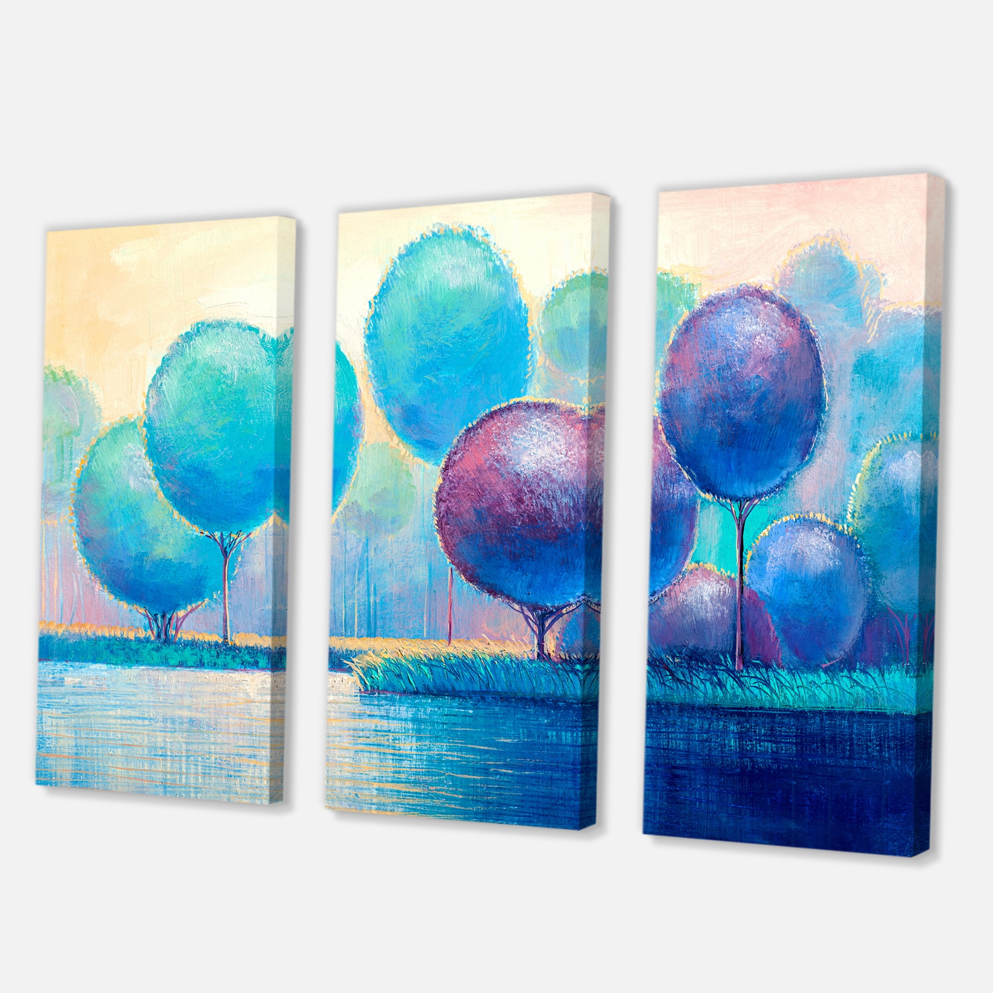 Designart ' Ornamental Colourful Trees V ' Modern Canvas Wall Art Print