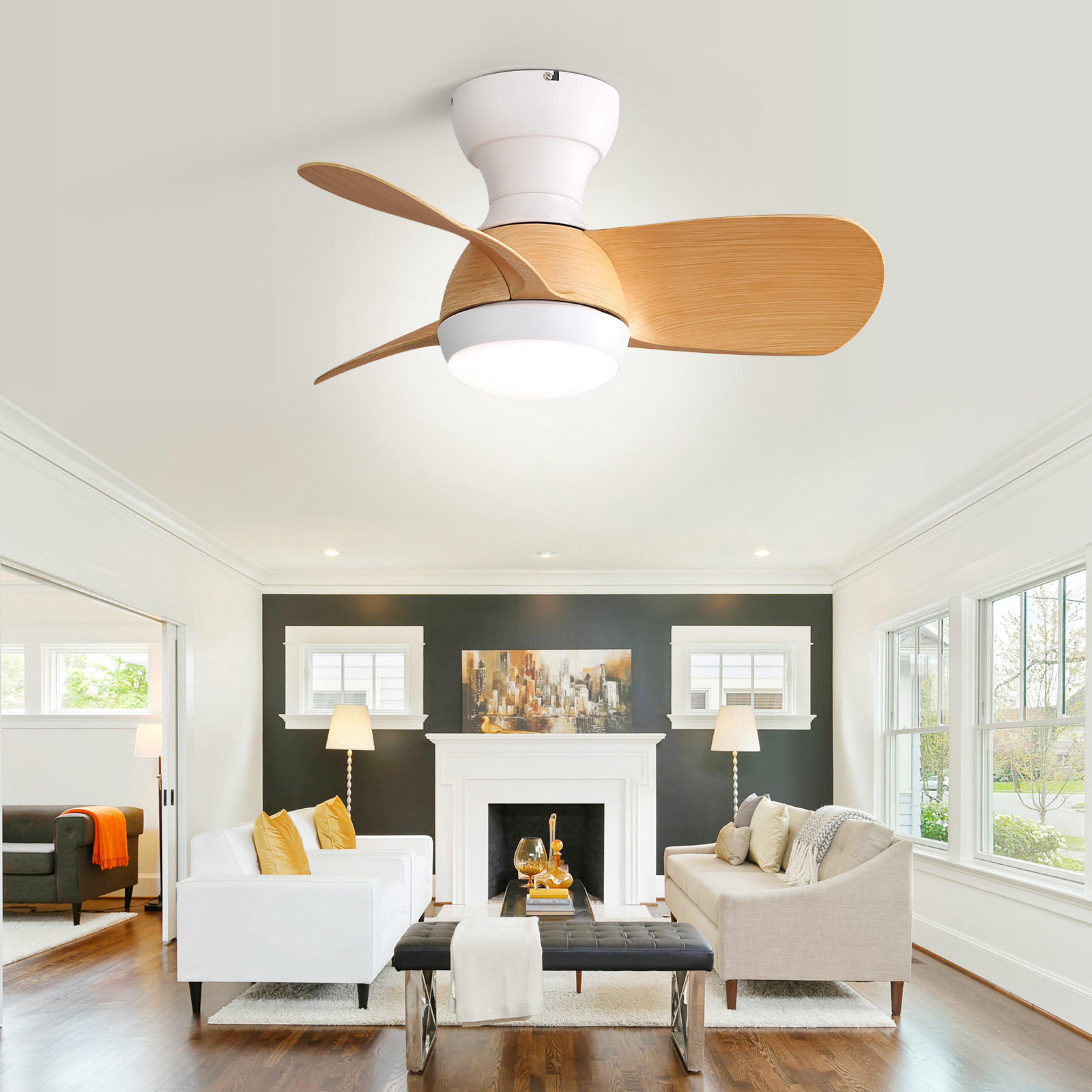 Sofucor Quiet 23 Inch Ceiling Fan with LED Light for Children's Rooms Dining Room Patio