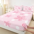 thumbnail image 4 of Feelyou Girly Pink Flower Twin Sheet Sets for Kids, Dreamy Blossoms Floral Twin Fitted Sheet, Fashion Cartoon Polkadot Flat Sheet, Super Cozy Room Decor, 3 Pieces, 4 of 8