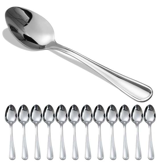 KOOMADE Mirror Stainless Steel Dinner Spoons 12 Count