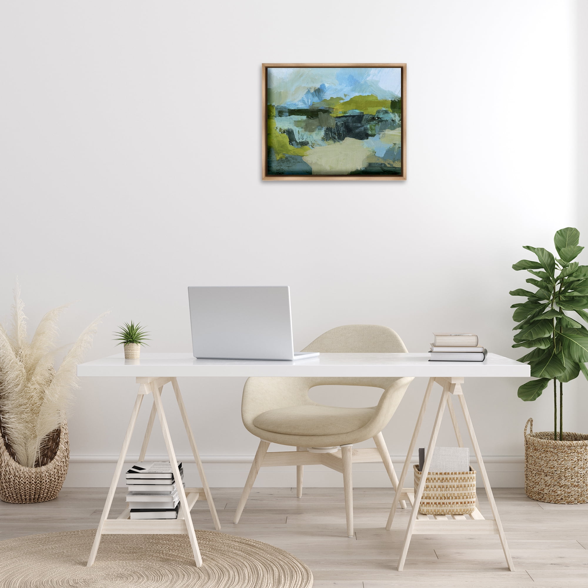 Stupell Industries Expressive Landscape Abstract Abstract Painting Brown Floater Framed Canvas Art Print Wall Art, 21 x 17