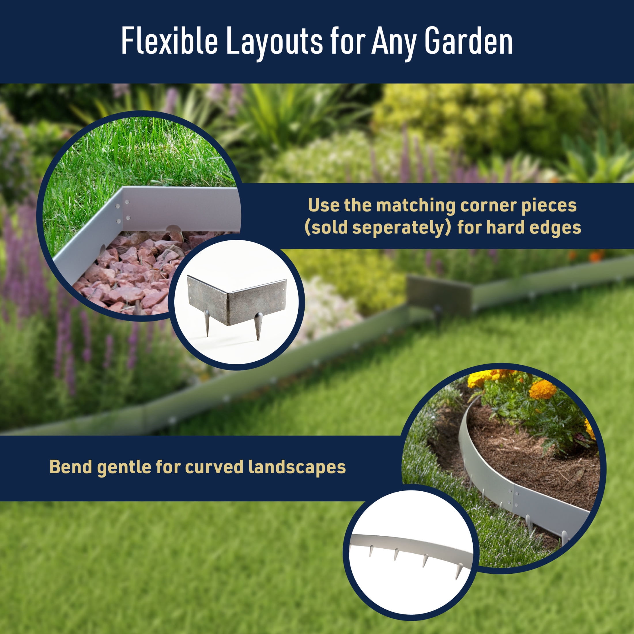 Kings County Tools Corten Steel Landscape Edging Border - 5-Pack of 39.4x6.25in Metal Garden Edging