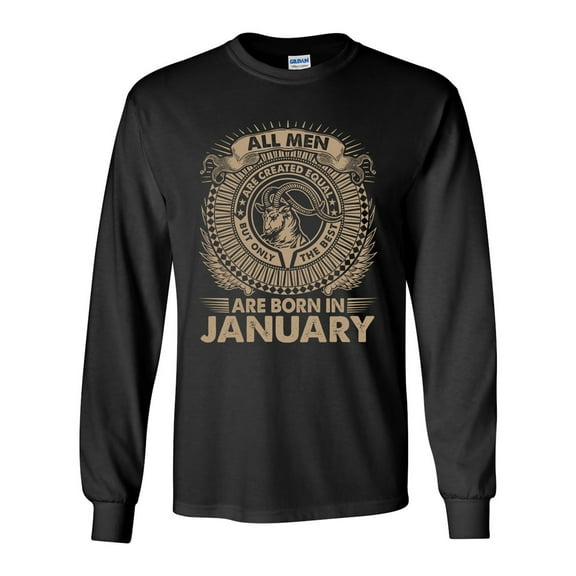 Long Sleeve Adult T-Shirt Capricorn All Men Are Created Equal Best Born In January DT
