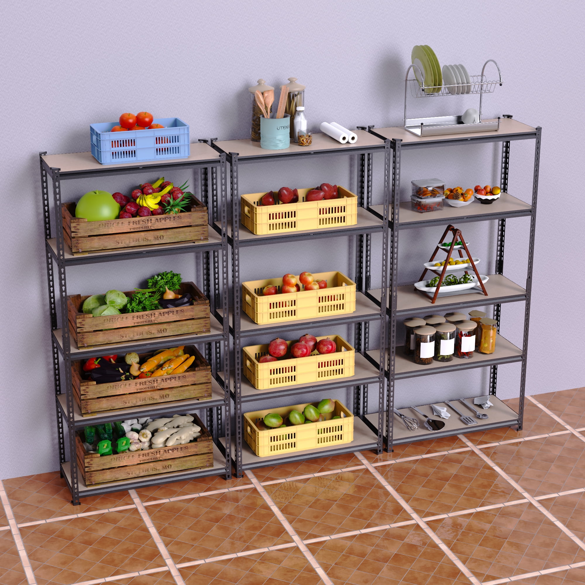 ZEUKMXOO Heavy Duty Shelving Unit - 5 Tier 2000LB Capacity Metal Garage Storage Shelves for Organization, Adjustable Steel Rack for Garage, Closet, Pantry, Warehouse (60" H×28.5" W×11.8" D)