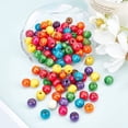 thumbnail image 6 of 100pcs 14x13mm Colored Round Wood Craft Beads for Jewelry Making DIY Crafts Decoration, 6 of 6