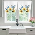 thumbnail image 5 of Summer Floral Tie Up Curtain 63 Inches Long, Watercolor Blue Butterfly Farmhouse Sunflower Balloon Style Kitchen Window Curtain Over Sink, Small Window Rod Pocket Curtain 46"x63", 5 of 9