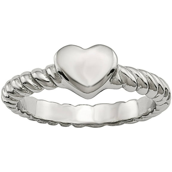 Stainless Steel Polished Twisted Heart Ring