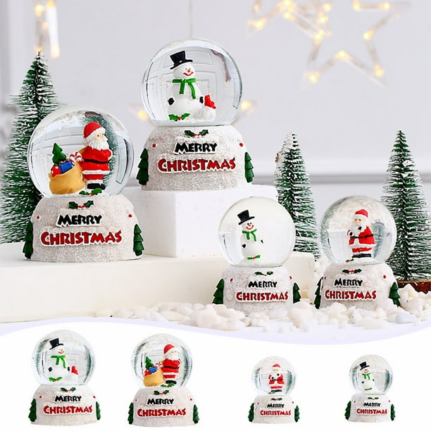 Fiudx Adorno Navideño de Cristal Brillante, Diseño de Muñeco de Nieve Luminoso, Relleno de Agua, Adorno Festivo de Escritorio, Ideal para Regalar En Navidad, Funciona con Pilas, Tamaño Grande: 8,5 X