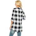thumbnail image 4 of Haute Edition Women's Pattern and Solid 3/4 Roll Tab Sleeve Tunic Blouse Top, 4 of 6