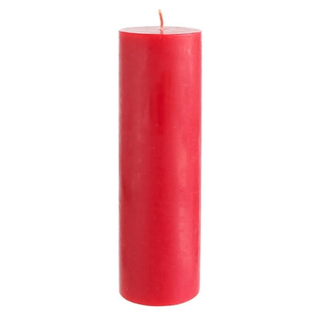 Unscented 3"x 9" Hand Poured Round Premium Pillar Candle Red 3PCS - Paraffin Wax