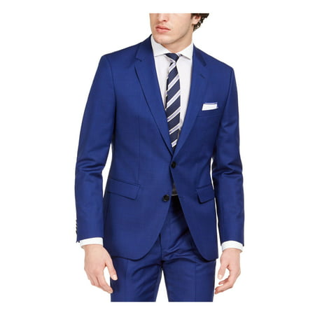 HUGO BOSS Mens Blue Single Breasted, Suit Jacket 46R