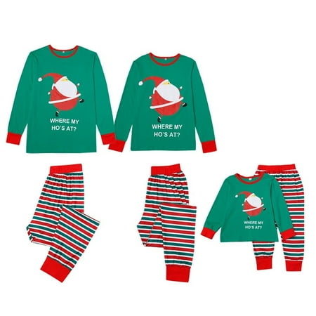 

Fanvereka Family Matching Christmas Sleepwear Set Xmas Santa Pattern Tops Striped Pants Pjs for Women