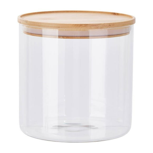 Cannister Mainstays Borosilicato Redondo con Tapa de Bambú 2 Litros