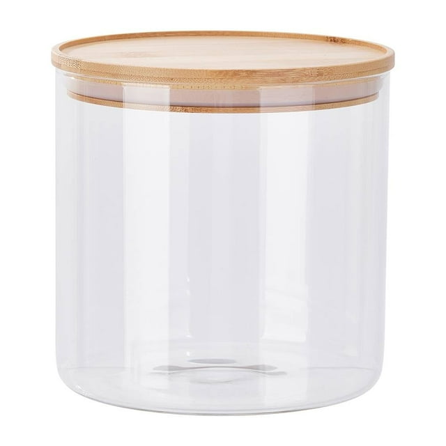 Cannister Mainstays Borosilicato Redondo con Tapa de Bambú 2 Litros