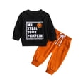 thumbnail image 1 of ZAXARRA Tenues d'Automne pour Garçons Tout-Petits Imprimé Citrouille Col Rond Manches Longues Chandails en Molleton et Pantalons Longs Ensemble de Vêtements d'Halloween 2 Pcs, 1 of 9