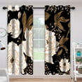 thumbnail image 3 of Boho Floral Blackout Curtain, Black Gold Flowers Aesthetic Art Curtains Darkening Thermal Insulated Grommet Window Drapes for Living Room Bedroom Decor 2 Panels 52x84 Inches, 3 of 7