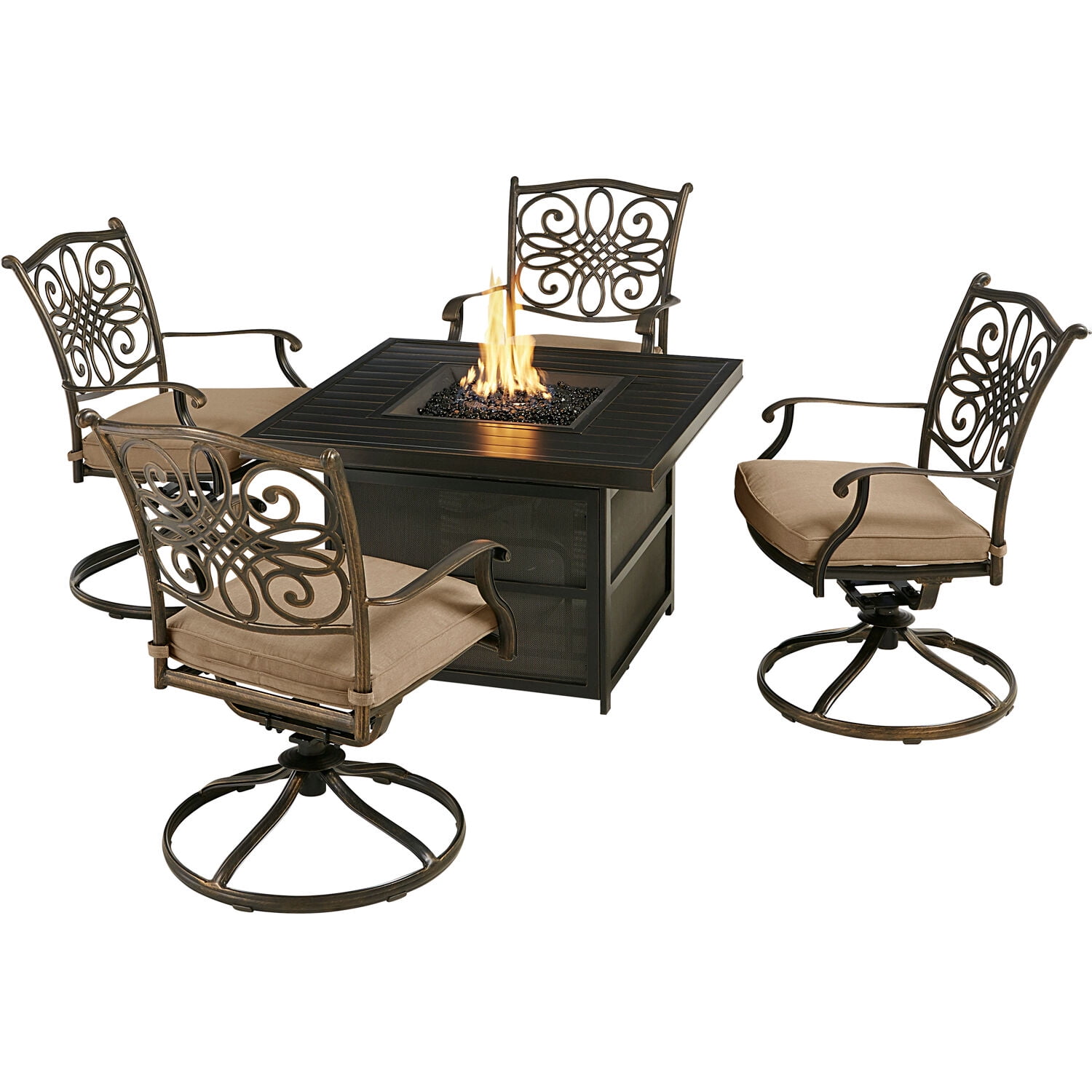 Hanover Traditions 5Piece Fire Pit Chat Set with Four Swivel Rockers