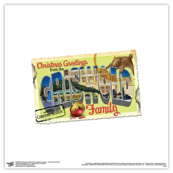 Gallery Pops National Lampoon's Christmas Vacation - Griswold Postcard Wall Art, Unframed Version, 12" x 12"