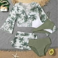 thumbnail image 2 of Qopobobo Girls Swimsuit 3 Piece Bikini Bathing Suit Girls Swimsuit 3 Piece Bathing Suits Set Bikini Tankini Cute Swimwear with Cover Ups Beach Skirt Size for 9-10 Years,Dark Green, 2 of 9