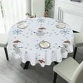 thumbnail image 2 of Eveokoki Round Holiday Tablecloth,Snowman And Snowflake Table Cloth, Waterproof Washable Polyester Table Cover for Christmas, Winter, Holiday, 60 Inch, 2 of 5
