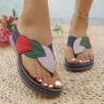 thumbnail image 6 of HNMKIU Summer Fashion Leaf Print Thong Sandals Comfortable Casual Beach Slippers for Women with Arch Support Outdoor Indoor Wear Flip Flops for Women Navy,6.5, 6 of 8