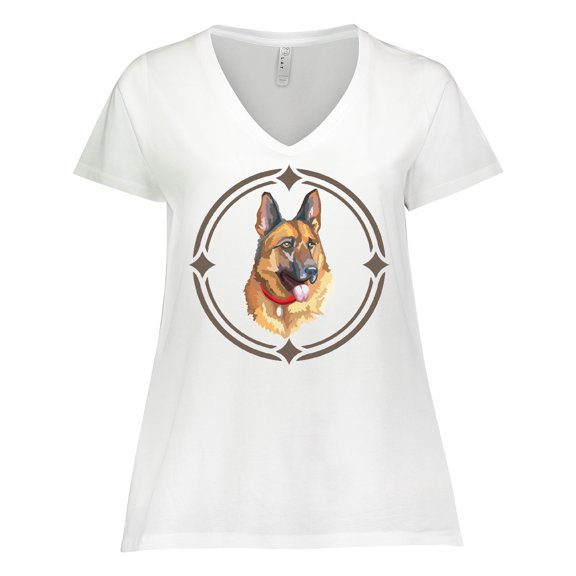Inktastic German Shepherd Dog Art Gift Women's Plus Size V-Neck T-Shirt