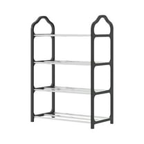 NSESSHome 4 Tier Shoe Rack, Shoe Shelf Storage Organizer Heavy Duty Metal Free Standing Shoe Rack for Entryway Closet Doorway