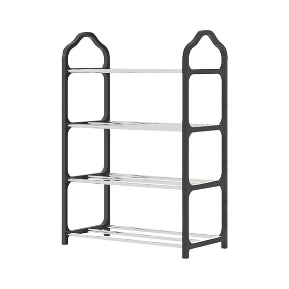 Wovilon Shoe Rack Storage Organizer with 4 Tiers, Metal Shelves For Bedroom Closet Entry Dorm Room, 20.5" x 7.5" x 1.5", Black