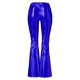thumbnail image 4 of Womens Plus Size Pants Shiny Metallic Flared High Waisted Stretchy Bottom Wide Leg Trousers Loose Casual Leggings for Women BU1 L, 4 of 4