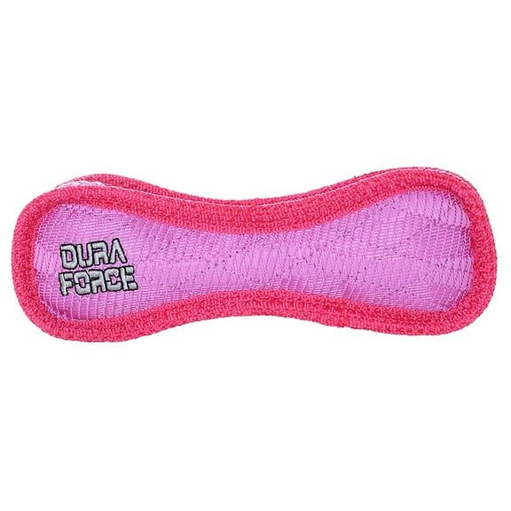 DuraForce Jr Bone Tiger Pink Durable Woven Fiber Squeaky Dog Toy