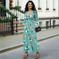 thumbnail image 4 of FKELYI Love Green Dog Paw Print Womens Fall Maxi Dress Long Sleeve V Neck Wedding Guest Dresses Flowy A-Line Elegant Dress with Pockets, 2XL, 4 of 6