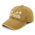 thumbnail image 4 of HNMKIU Tree Print Classic Adjustable Unisex Casual Denim Baseball Hat 03_Yellow,One Size, 4 of 6
