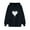 Black, variant on Brilliant Womens Plus Size Fall Women's Comfortable Sweater Heart Pattern Printed Women's Hooded Pocket Drawstring Sweater