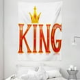 thumbnail image 1 of King Tapestry, Royal King Quote in Capital Lettering with Crown and Diamond Shapes on White, Wall Hanging for Bedroom Living Room Dorm Decor, 60W X 80L Inches, Vermilion and Yellow, by Ambesonne, 1 of 2