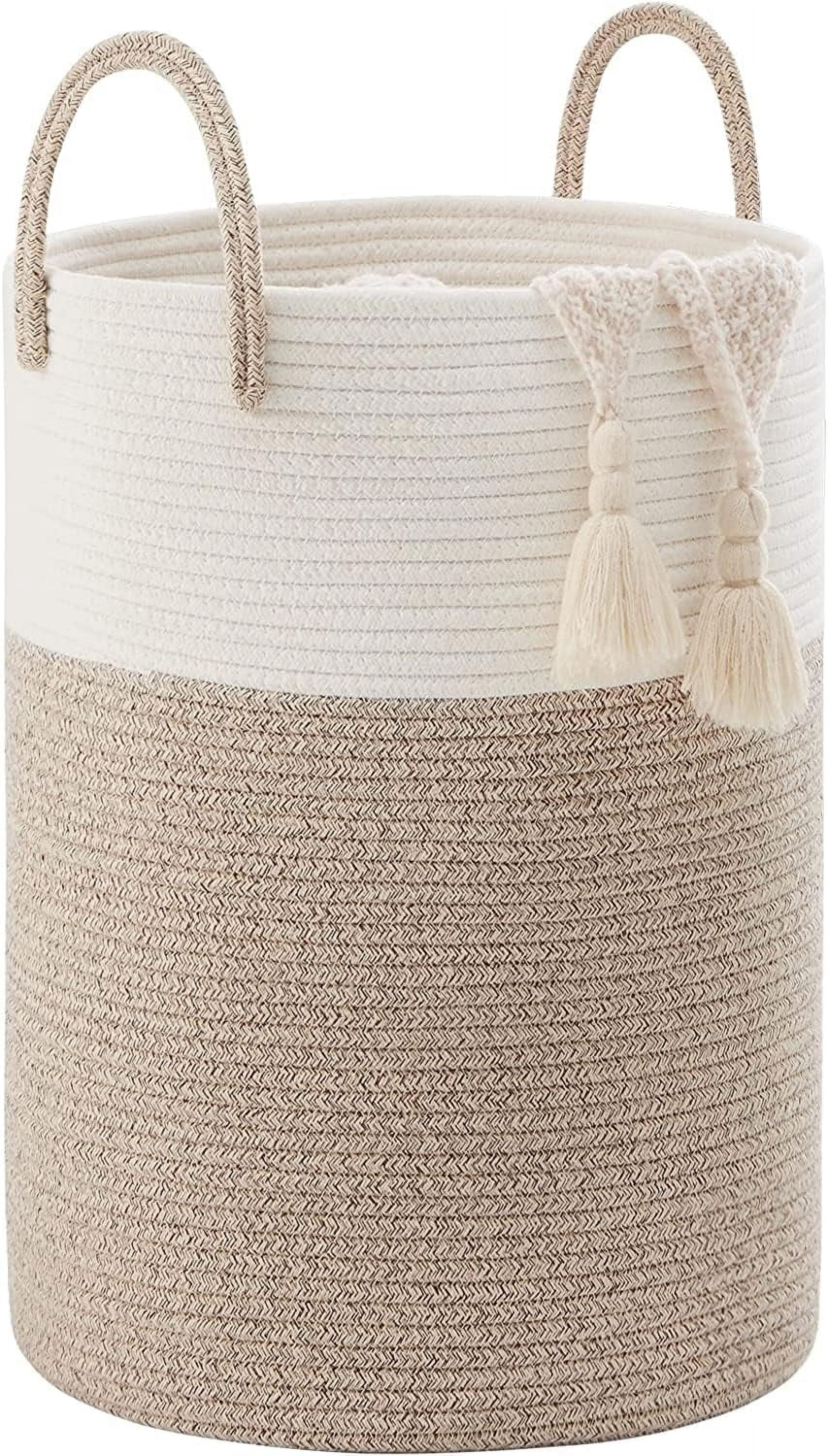 YOUDENOVA Laundry Hamper Basket, Woven 58L Tall Laundry Basket for Blanket Organizer- Nursery Hamper for Bedroom And Bathroom Storage