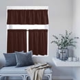 thumbnail image 6 of 3 Piece Kitchen Curtains and Valances Set Solid Brown Cafe Curtains 36 Inch Length Vintage Minimalism Abstract Denim Pattern Valance & Tier Curtain for Living Room Bedroom Window 54"x18"+27"x36"*2, 6 of 6
