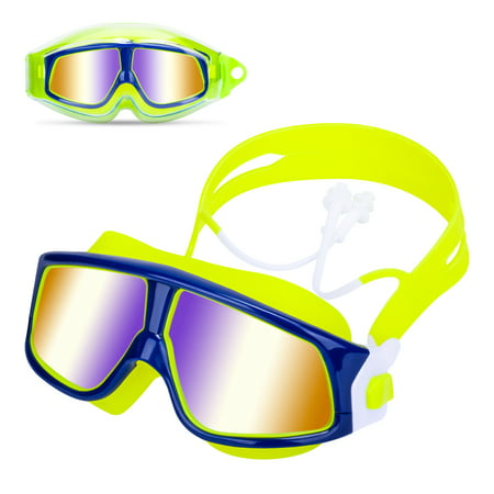 Musetech Kids Swim Goggles, Mirrored Swimming Glasses for Children and Early Teens,Boys and Girls from 3 to 15 Years Old,with Anti-Fog UV Protection