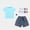 Light Blue, variant on Girls Denim Skirt Outfit Set 3 Piece Fashion Skirt Suit Short Sleeve Solid Color Top Jean Skirt and Matching Socks Toddler Girls Summer Boutique Wear Green Size 4 Years