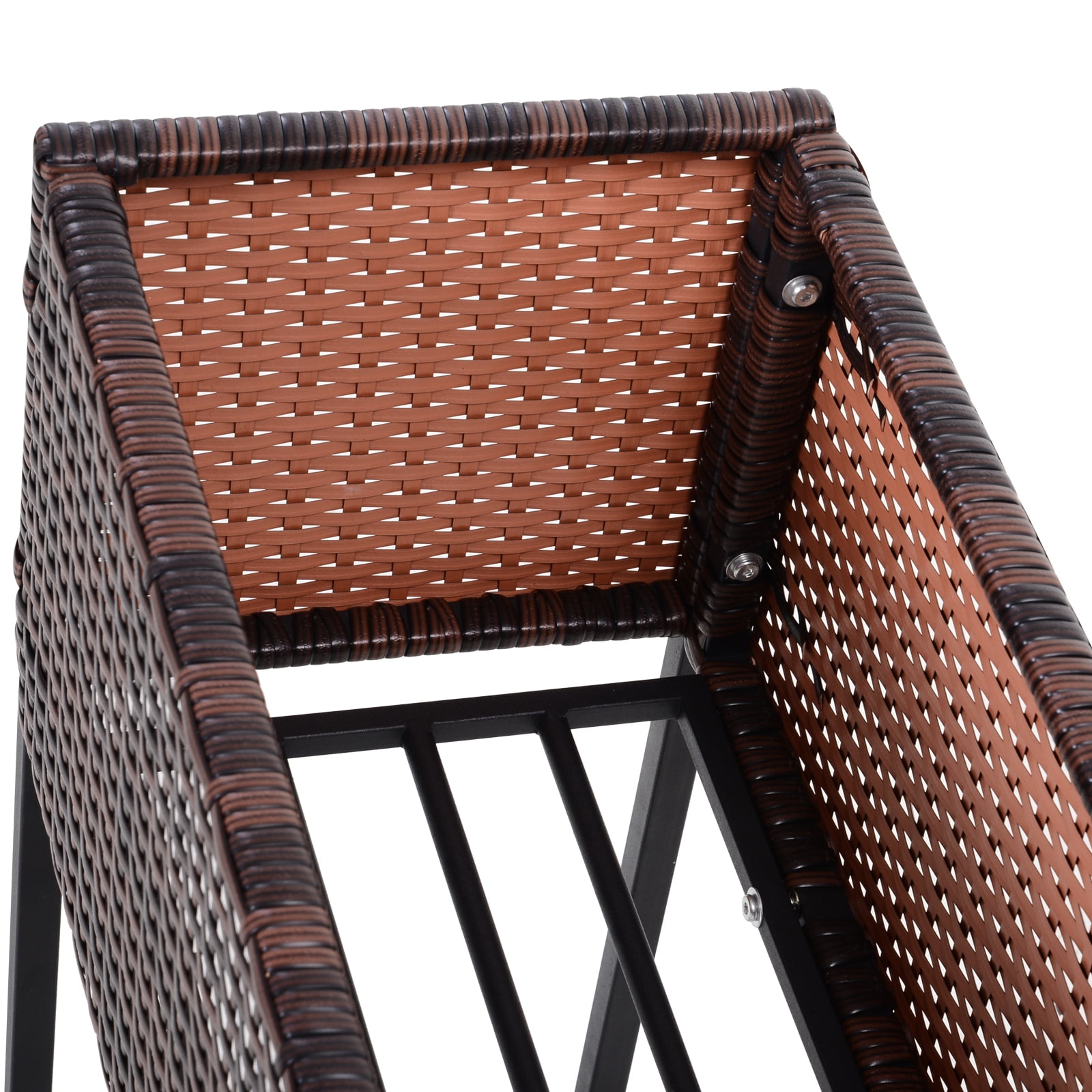 Raised Garden Bed, Elevated Planter Box with Rattan Wicker Look, Tool Storage Shelf, Portable Design for Herbs, Vegetables, Flowers, Brown