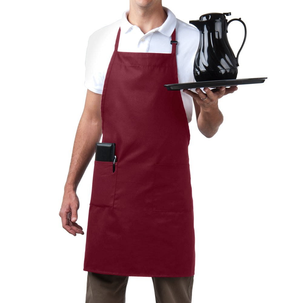 Red Navy Black Apron Restaurant Grill BBQ Commercial Home Kitchen Chef Cook Bib 